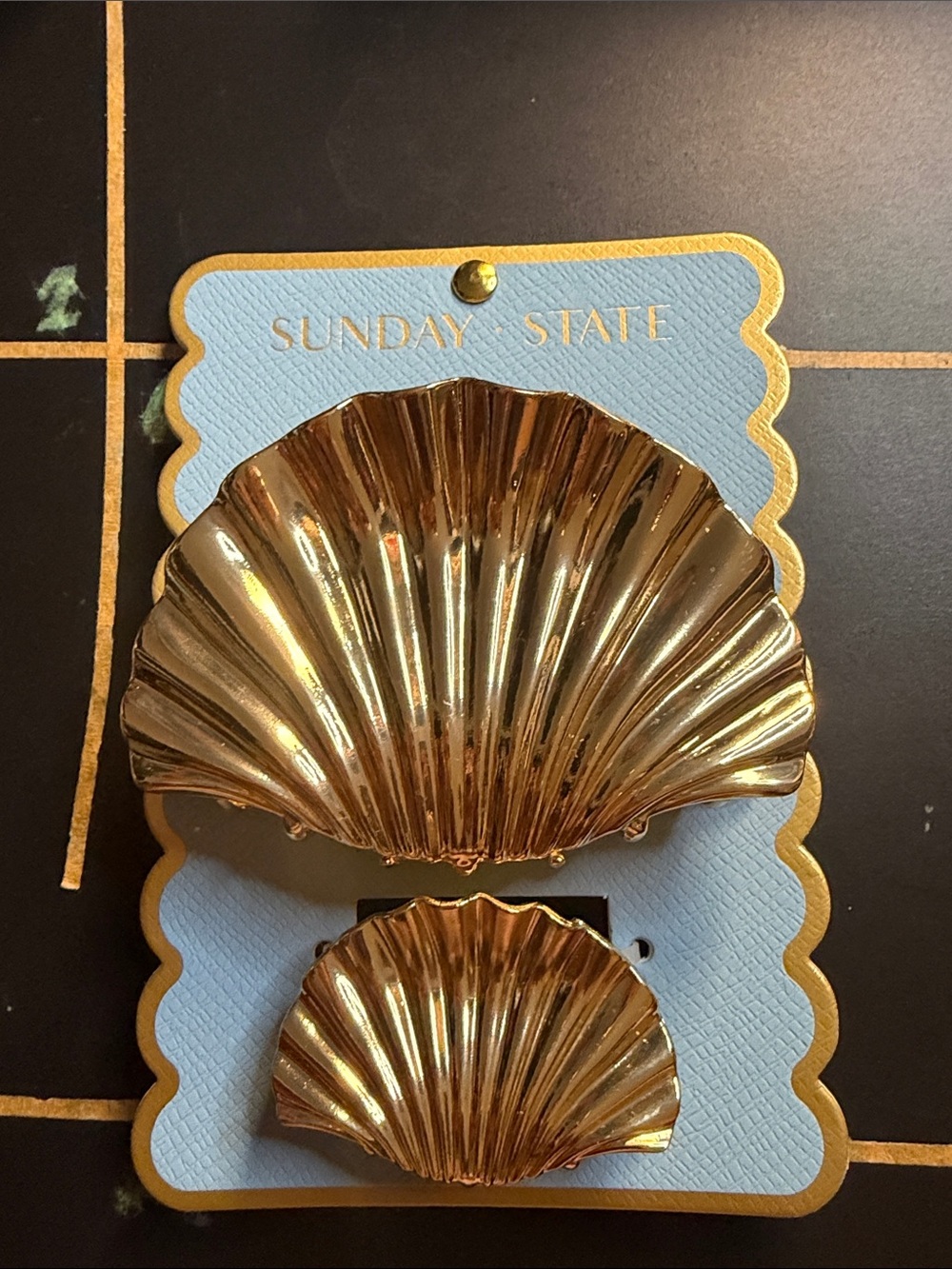 Sunday State Gold Shell Hair Clips - Set of 2